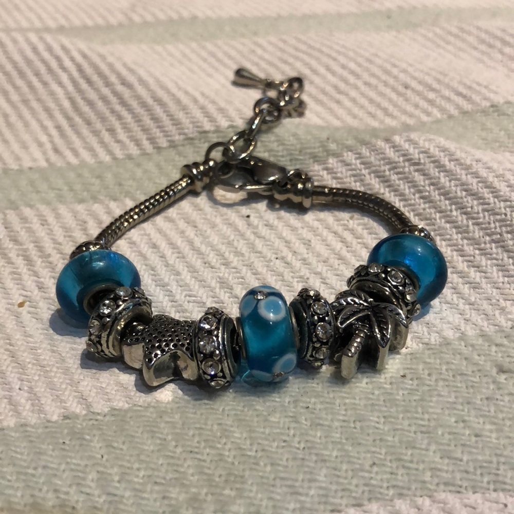 Blue and silver bracelet